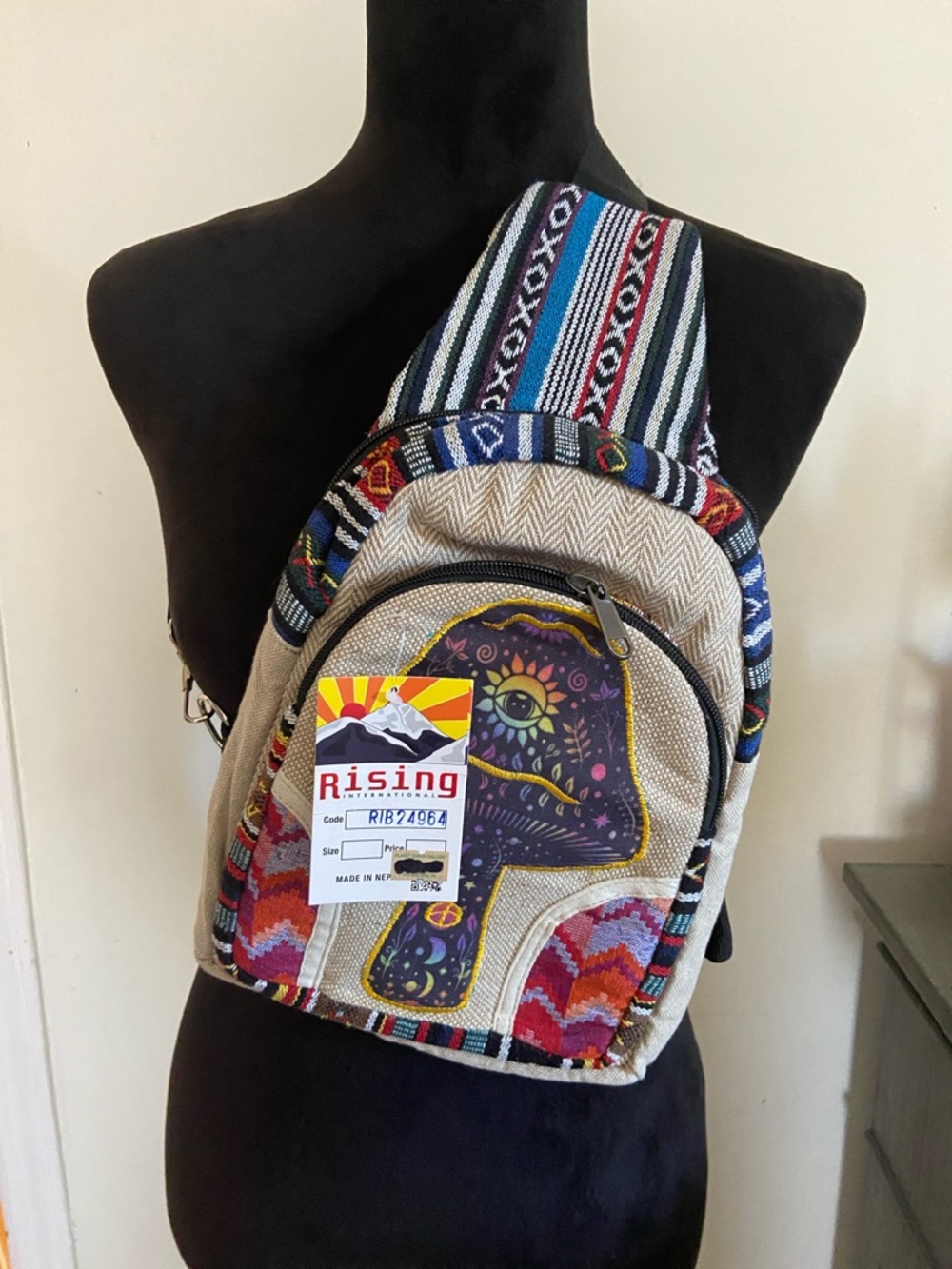 Rising International Mushroom Sling Backpack – NWT – Boho Festival Style
